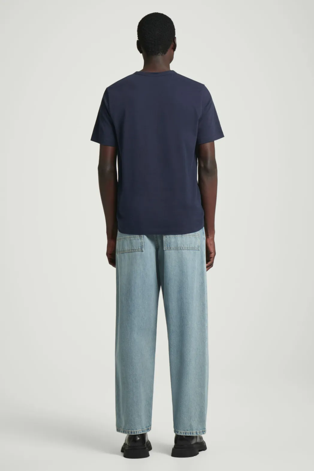 Best COS REGULAR LIGHTWEIGHT BRUSHED-COTTON T-SHIRT NAVY