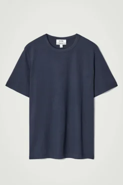 Best COS REGULAR LIGHTWEIGHT BRUSHED-COTTON T-SHIRT NAVY