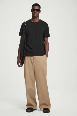 Discount COS REGULAR LIGHTWEIGHT BRUSHED-COTTON T-SHIRT BLACK