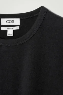 Discount COS REGULAR LIGHTWEIGHT BRUSHED-COTTON T-SHIRT BLACK