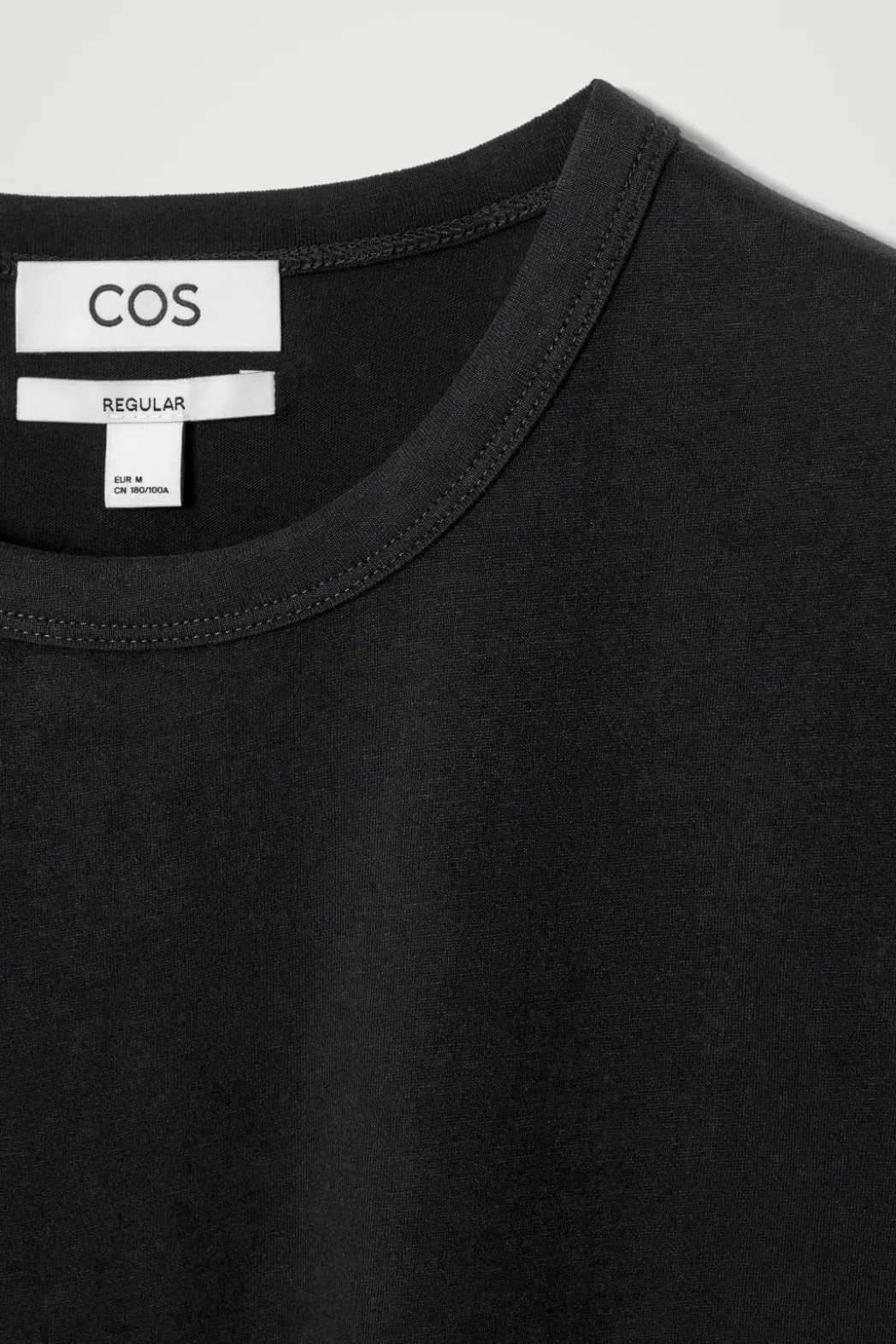 Discount COS REGULAR LIGHTWEIGHT BRUSHED-COTTON T-SHIRT BLACK