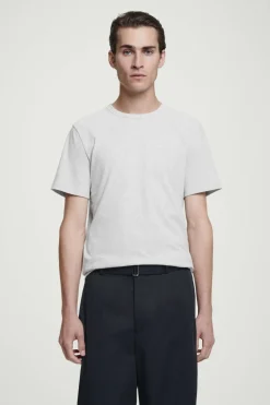 Hot COS REGULAR LIGHTWEIGHT BRUSHED-COTTON T-SHIRT GRAY MÉLANGE