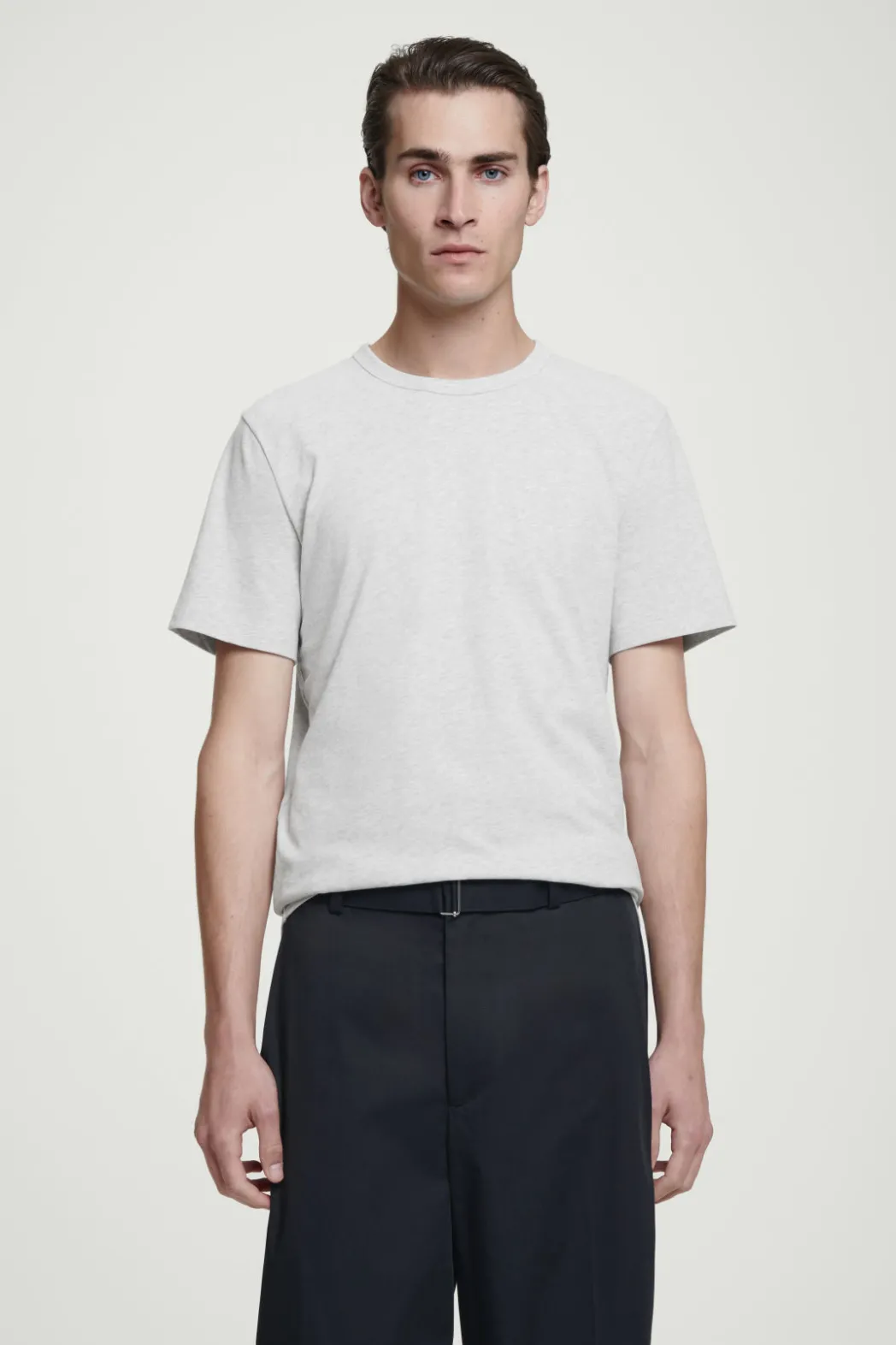 Hot COS REGULAR LIGHTWEIGHT BRUSHED-COTTON T-SHIRT GRAY MÉLANGE