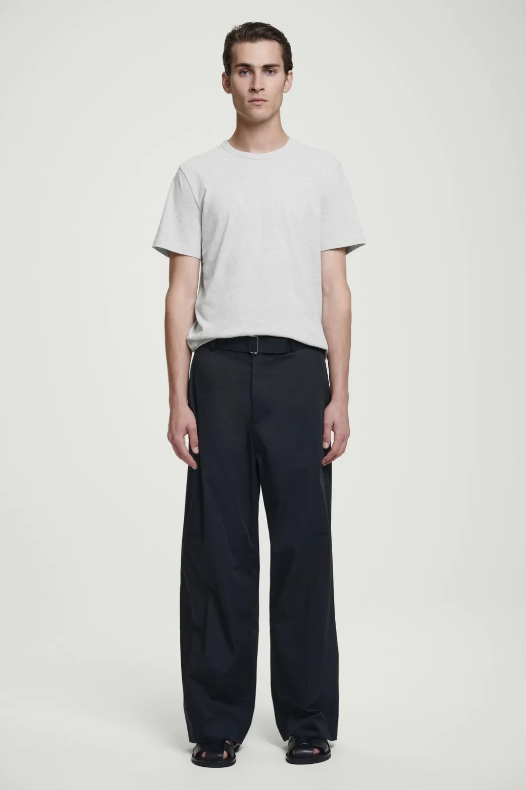 Hot COS REGULAR LIGHTWEIGHT BRUSHED-COTTON T-SHIRT GRAY MÉLANGE