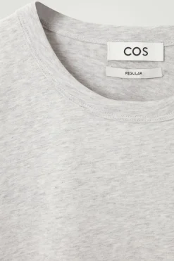 Hot COS REGULAR LIGHTWEIGHT BRUSHED-COTTON T-SHIRT GRAY MÉLANGE