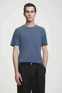 Hot COS REGULAR LIGHTWEIGHT BRUSHED-COTTON T-SHIRT INDIGO BLUE