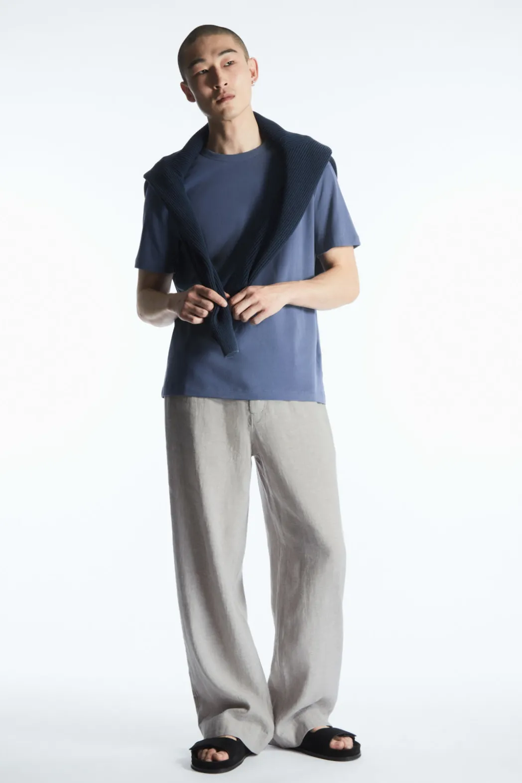 Hot COS REGULAR LIGHTWEIGHT BRUSHED-COTTON T-SHIRT INDIGO BLUE