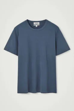 Hot COS REGULAR LIGHTWEIGHT BRUSHED-COTTON T-SHIRT INDIGO BLUE