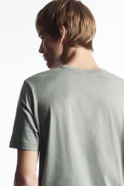 Best COS REGULAR LIGHTWEIGHT BRUSHED-COTTON T-SHIRT DUSTY GREEN