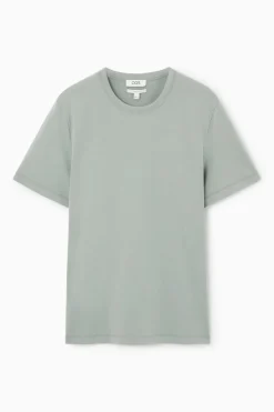 Best COS REGULAR LIGHTWEIGHT BRUSHED-COTTON T-SHIRT DUSTY GREEN
