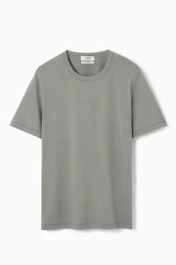 Best COS REGULAR LIGHTWEIGHT BRUSHED-COTTON T-SHIRT DUSTY GREEN