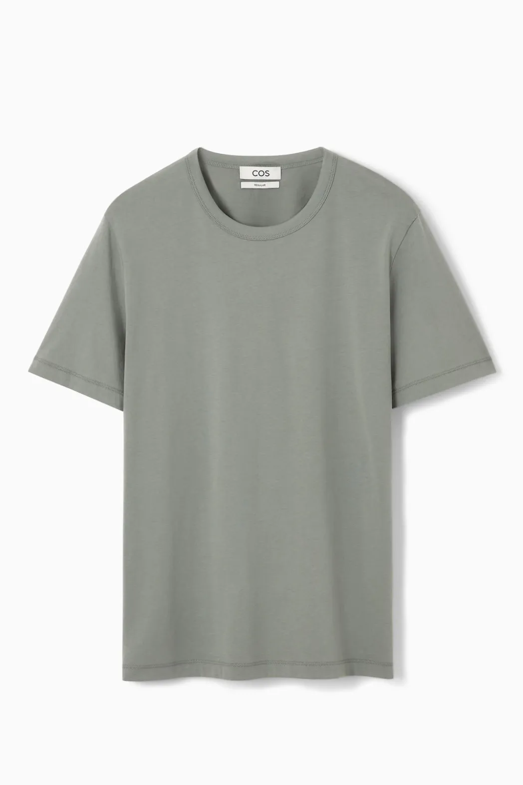 Best COS REGULAR LIGHTWEIGHT BRUSHED-COTTON T-SHIRT DUSTY GREEN