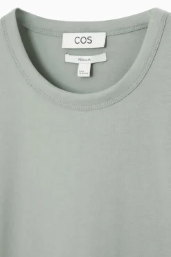 Best COS REGULAR LIGHTWEIGHT BRUSHED-COTTON T-SHIRT DUSTY GREEN