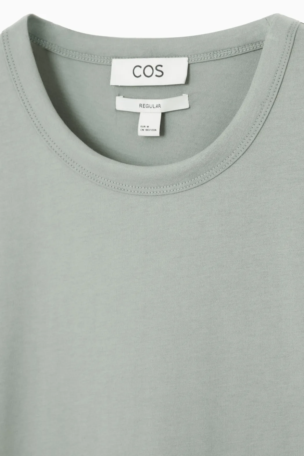 Best COS REGULAR LIGHTWEIGHT BRUSHED-COTTON T-SHIRT DUSTY GREEN