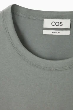 Best COS REGULAR LIGHTWEIGHT BRUSHED-COTTON T-SHIRT DUSTY GREEN