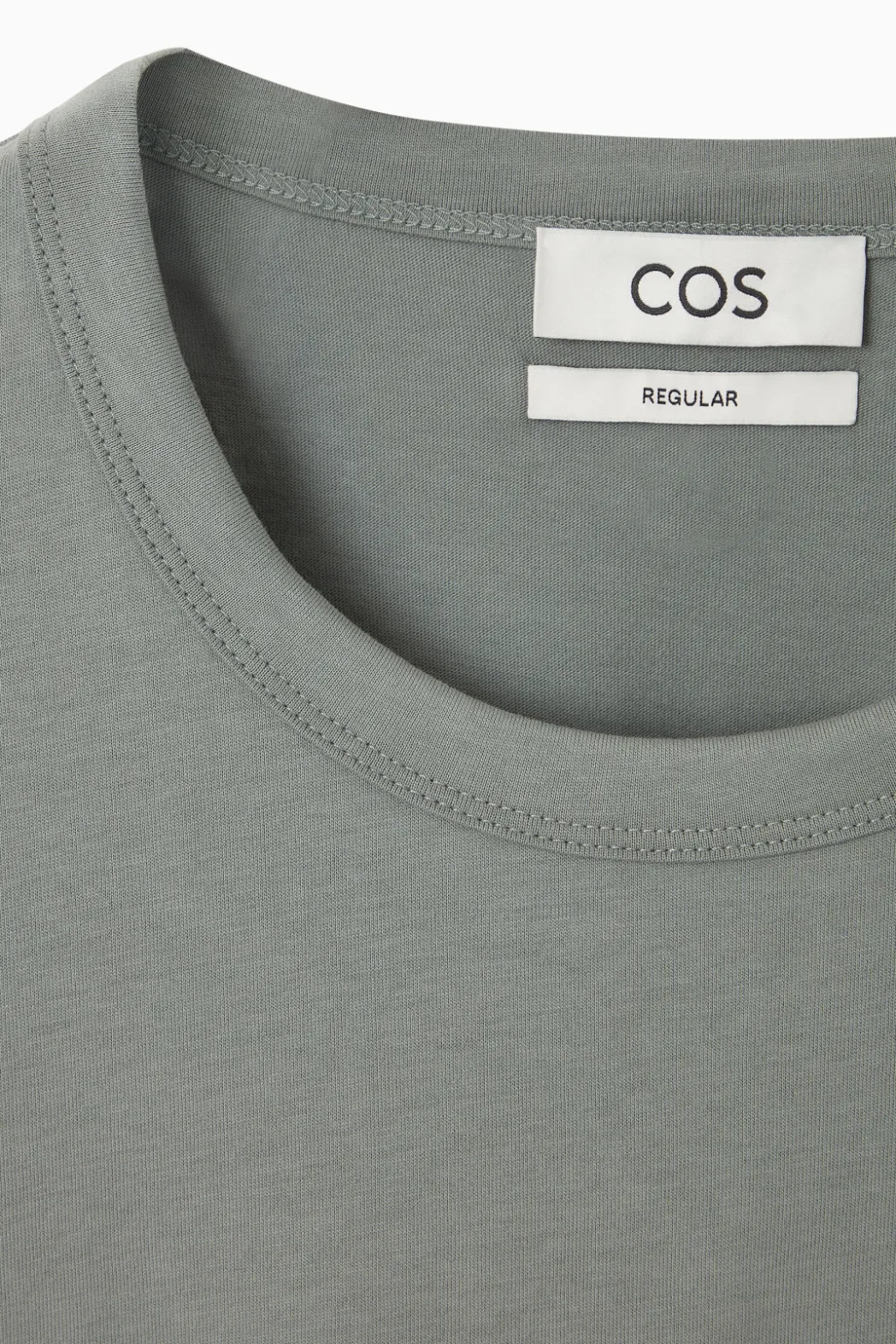 Best COS REGULAR LIGHTWEIGHT BRUSHED-COTTON T-SHIRT DUSTY GREEN