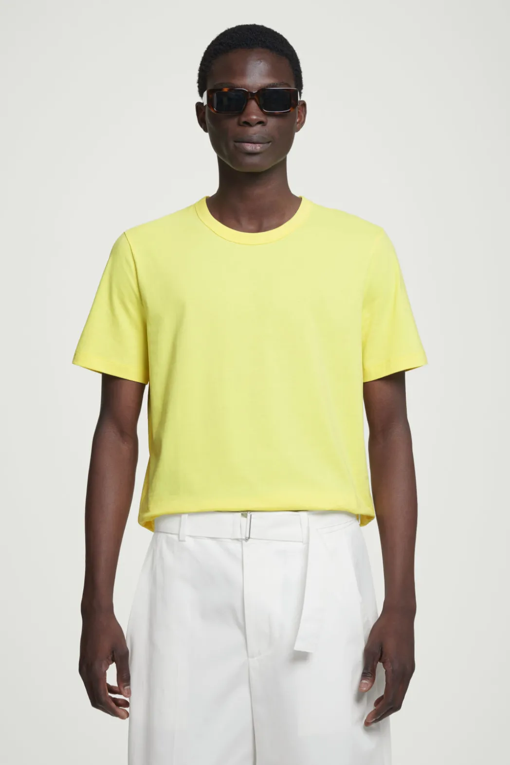New COS REGULAR LIGHTWEIGHT BRUSHED-COTTON T-SHIRT YELLOW