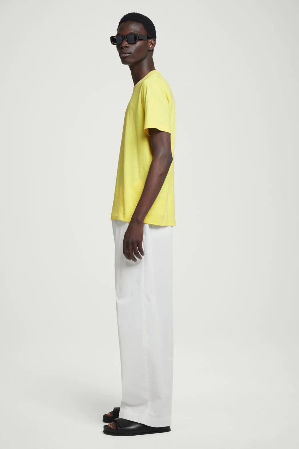 New COS REGULAR LIGHTWEIGHT BRUSHED-COTTON T-SHIRT YELLOW