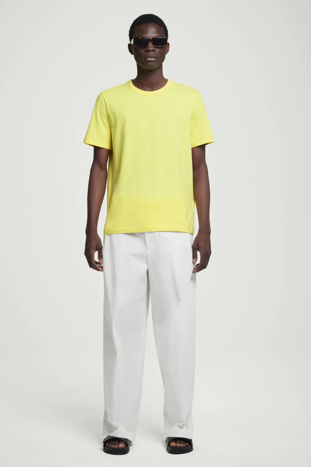 New COS REGULAR LIGHTWEIGHT BRUSHED-COTTON T-SHIRT YELLOW