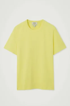 New COS REGULAR LIGHTWEIGHT BRUSHED-COTTON T-SHIRT YELLOW