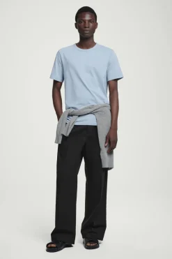 New COS REGULAR LIGHTWEIGHT BRUSHED-COTTON T-SHIRT LIGHT BLUE