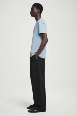 New COS REGULAR LIGHTWEIGHT BRUSHED-COTTON T-SHIRT LIGHT BLUE