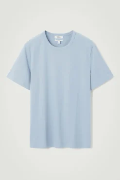 New COS REGULAR LIGHTWEIGHT BRUSHED-COTTON T-SHIRT LIGHT BLUE