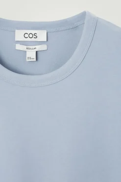 New COS REGULAR LIGHTWEIGHT BRUSHED-COTTON T-SHIRT LIGHT BLUE