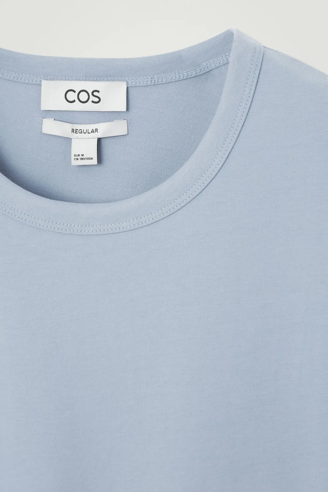 New COS REGULAR LIGHTWEIGHT BRUSHED-COTTON T-SHIRT LIGHT BLUE