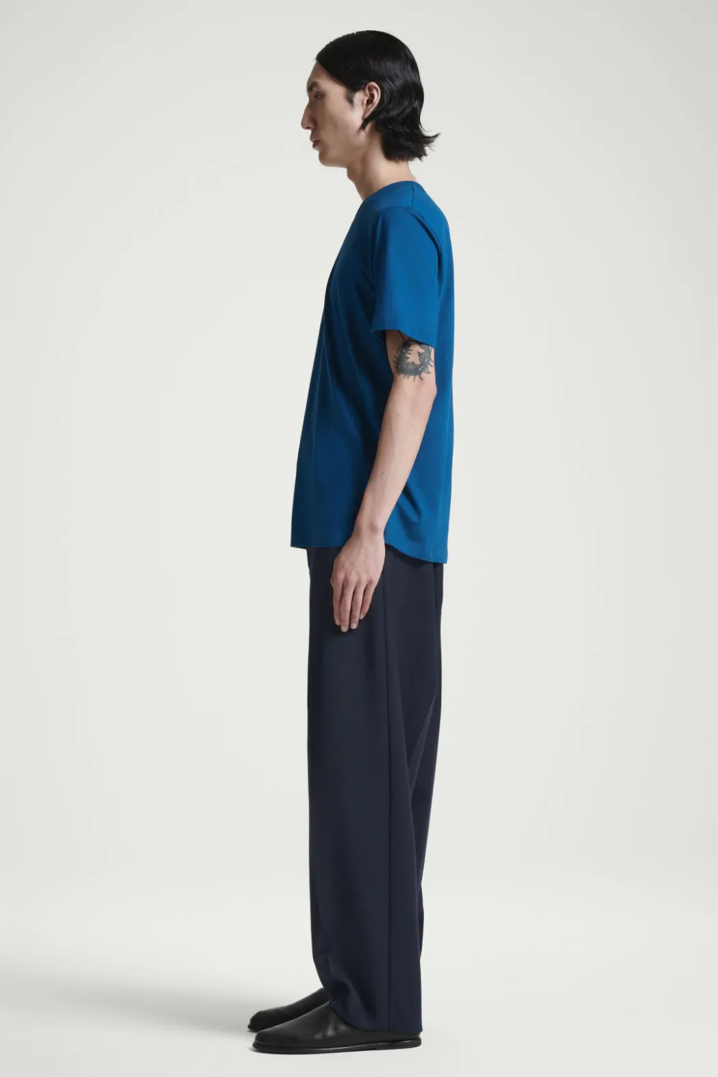 Best COS REGULAR LIGHTWEIGHT BRUSHED-COTTON T-SHIRT BLUE