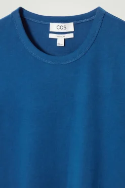 Best COS REGULAR LIGHTWEIGHT BRUSHED-COTTON T-SHIRT BLUE