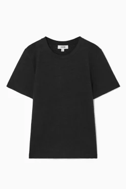 Sale COS REGULAR LINEN T-SHIRT Black