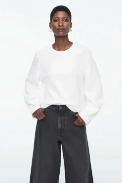 Discount COS REGULAR LONG-SLEEVED T-SHIRT WHITE