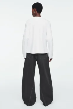 Discount COS REGULAR LONG-SLEEVED T-SHIRT WHITE