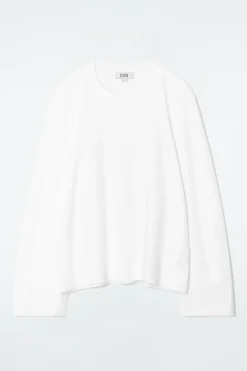 Discount COS REGULAR LONG-SLEEVED T-SHIRT WHITE
