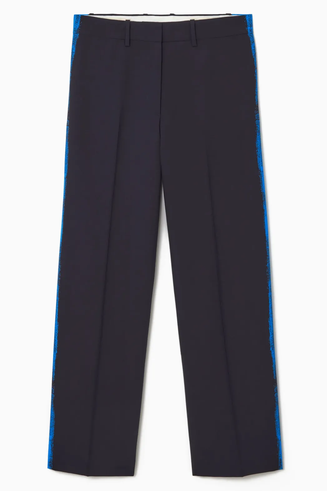 Best COS REGULAR PAINTED STRAIGHT-LEG WOOL PANTS NAVY / BRIGHT BLUE