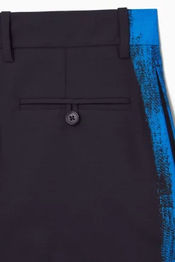 Best COS REGULAR PAINTED STRAIGHT-LEG WOOL PANTS NAVY / BRIGHT BLUE
