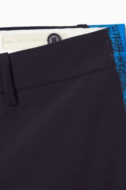 Best COS REGULAR PAINTED STRAIGHT-LEG WOOL PANTS NAVY / BRIGHT BLUE