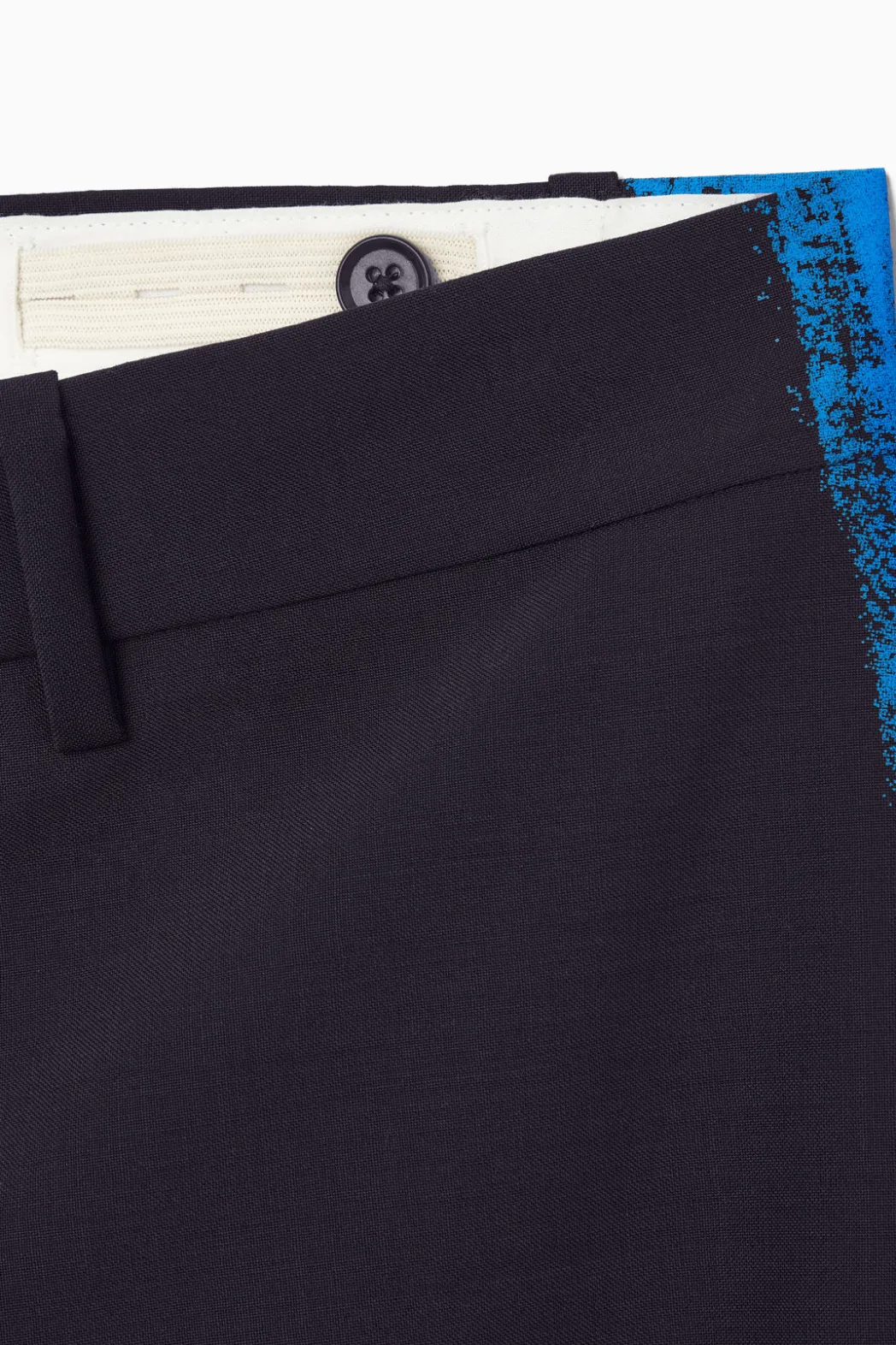 Best COS REGULAR PAINTED STRAIGHT-LEG WOOL PANTS NAVY / BRIGHT BLUE