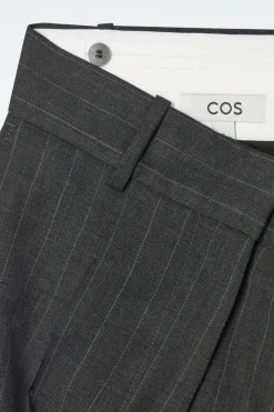 Sale COS REGULAR PINSTRIPED WOOL WIDE-LEG PANTS DARK GRAY / PINSTRIPED