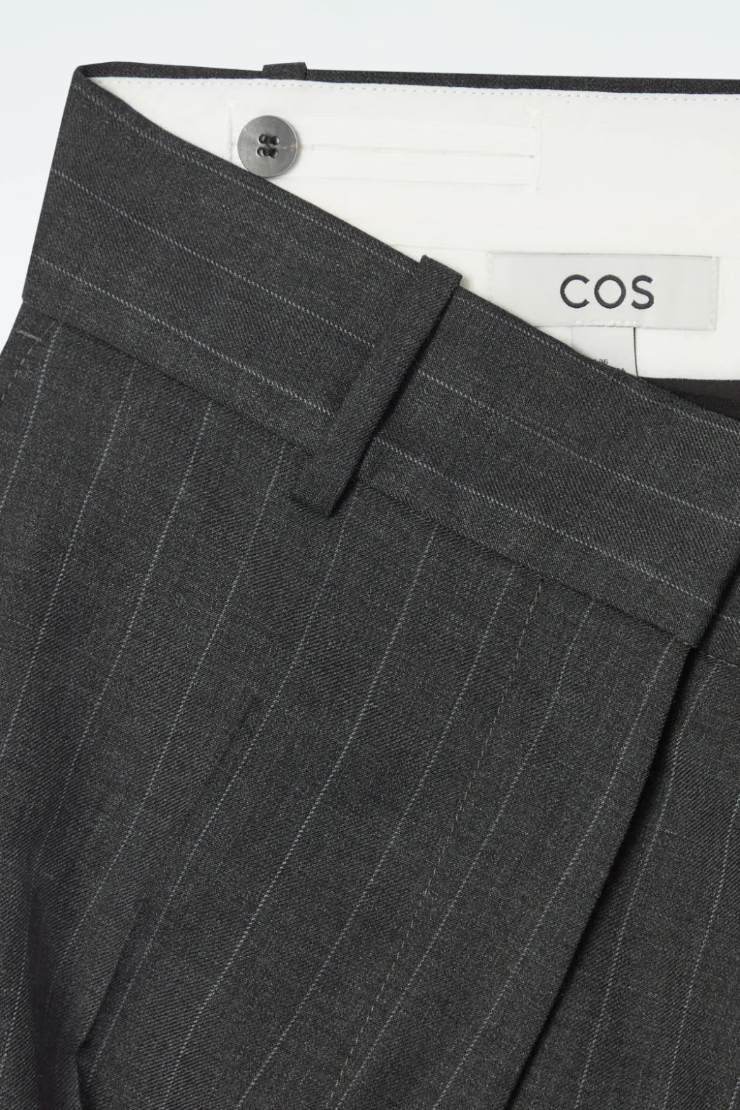 Sale COS REGULAR PINSTRIPED WOOL WIDE-LEG PANTS DARK GRAY / PINSTRIPED