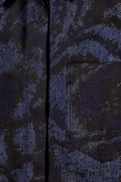New COS REGULAR PRINTED DENIM SHIRT DARK BLUE
