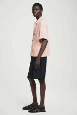 Clearance COS REGULAR SEERSUCKER COTTON SHORT-SLEEVED SHIRT PINK