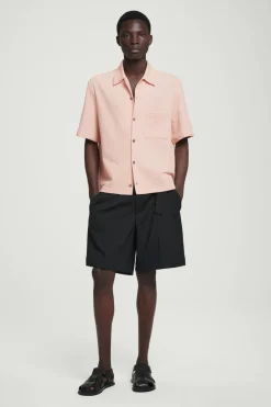 Clearance COS REGULAR SEERSUCKER COTTON SHORT-SLEEVED SHIRT PINK