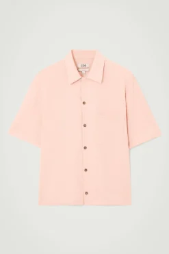 Clearance COS REGULAR SEERSUCKER COTTON SHORT-SLEEVED SHIRT PINK