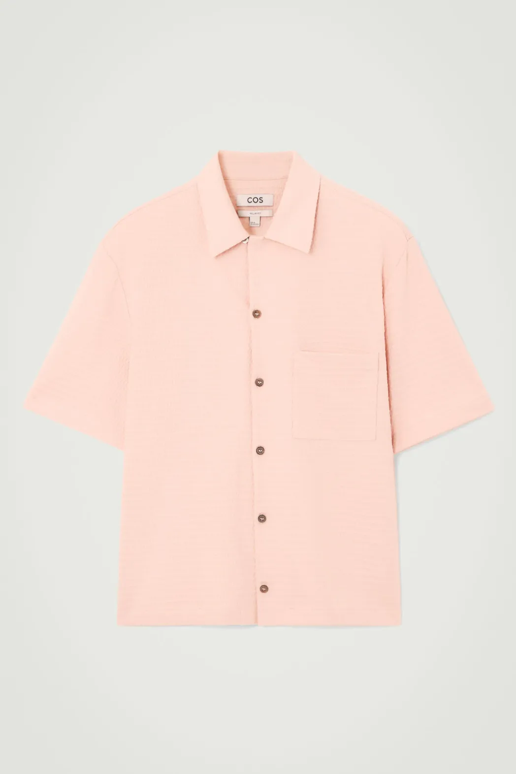 Clearance COS REGULAR SEERSUCKER COTTON SHORT-SLEEVED SHIRT PINK