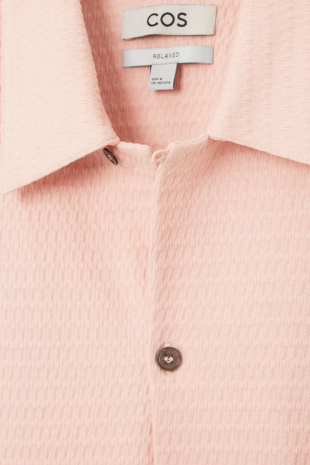 Clearance COS REGULAR SEERSUCKER COTTON SHORT-SLEEVED SHIRT PINK