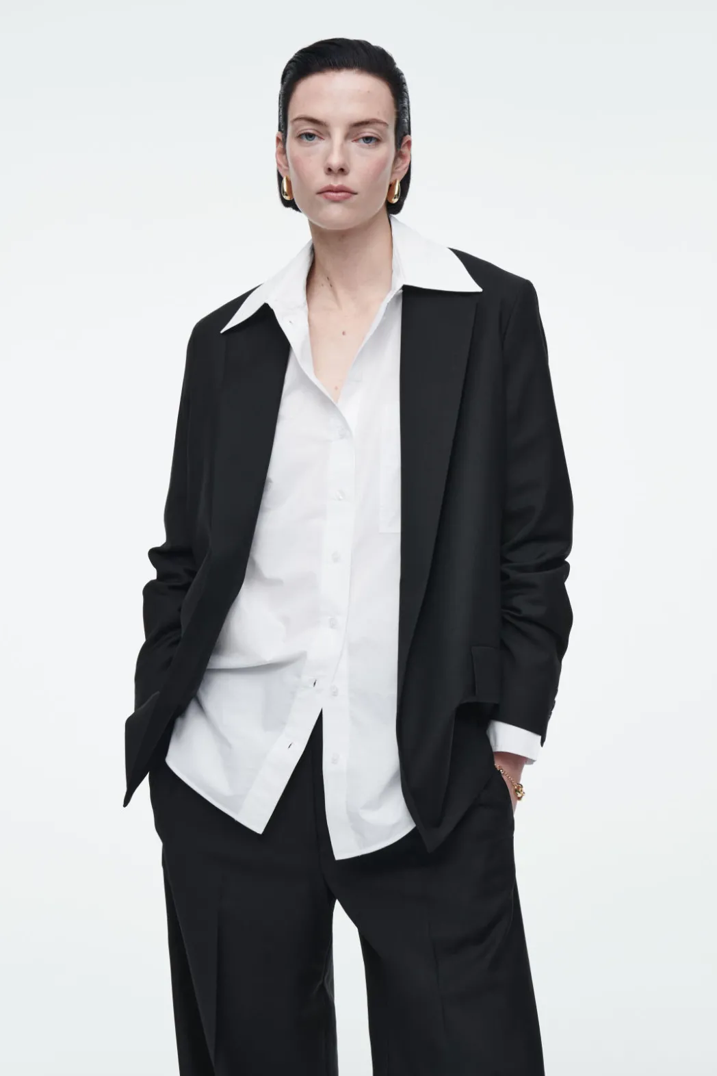 Best COS REGULAR SINGLE-BREASTED WOOL BLAZER BLACK