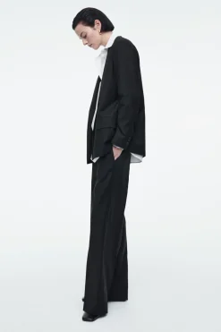 Best COS REGULAR SINGLE-BREASTED WOOL BLAZER BLACK