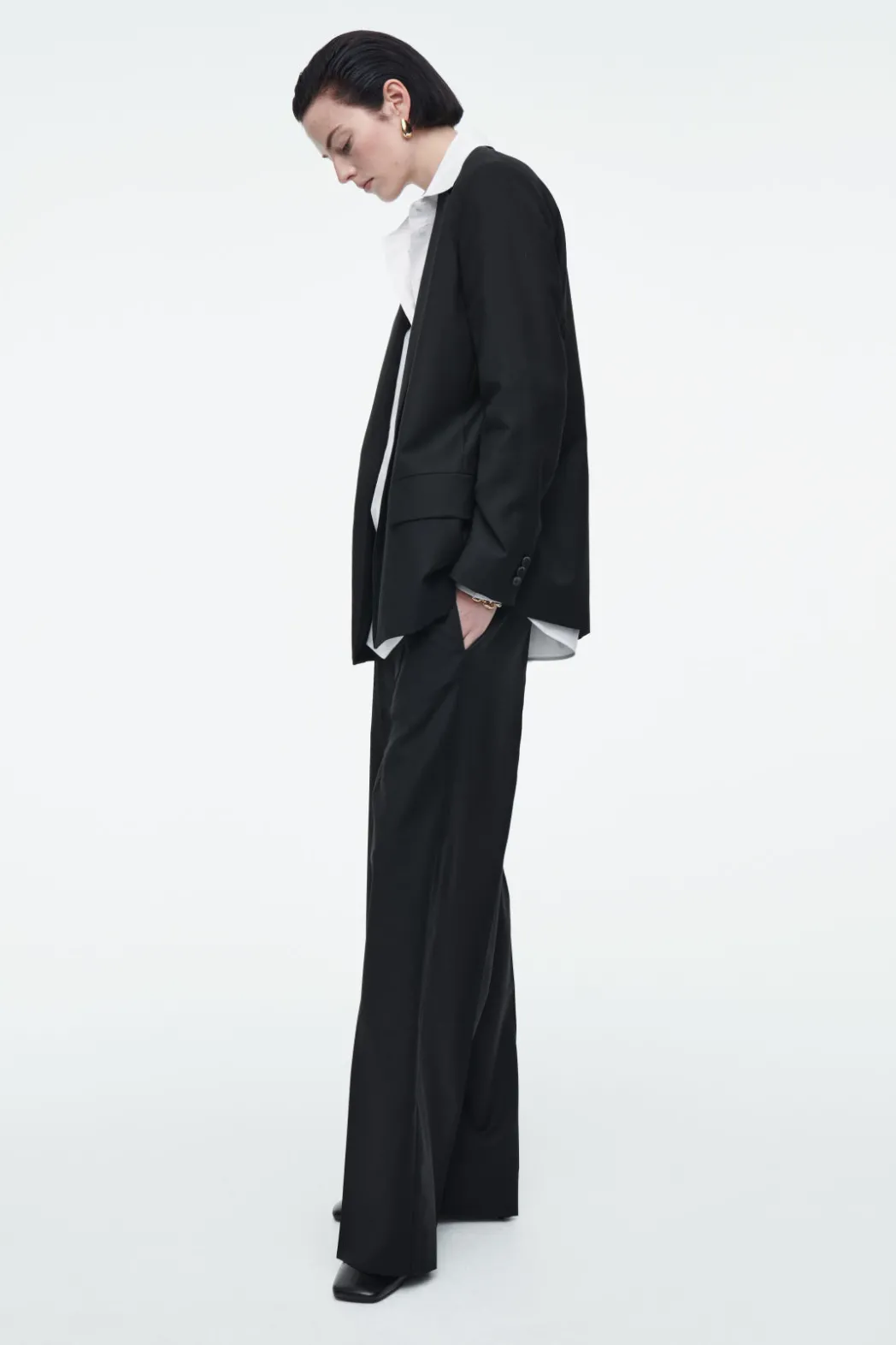 Best COS REGULAR SINGLE-BREASTED WOOL BLAZER BLACK